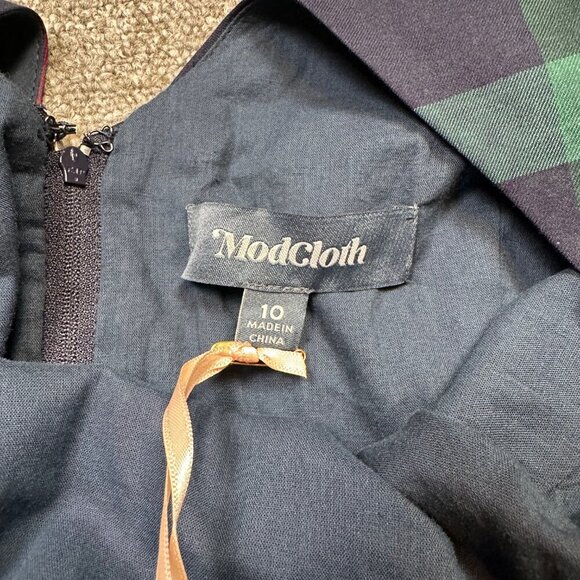 NWT ModCloth I Rest My Grace Plaid Midi Fit & Flare Retro Dress Size 10 - Picture 3 of 9